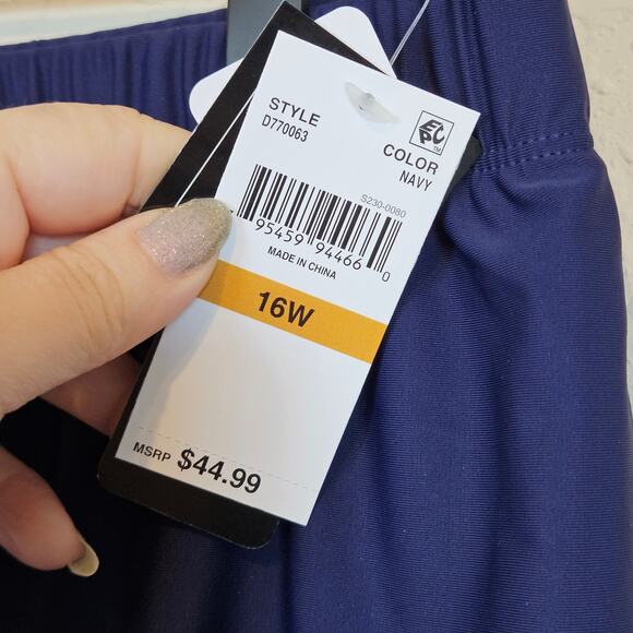 Island Escape Navy Blue Swim Bottom Shorts Plus 16W Beach Pool Vacation - Picture 6 of 10